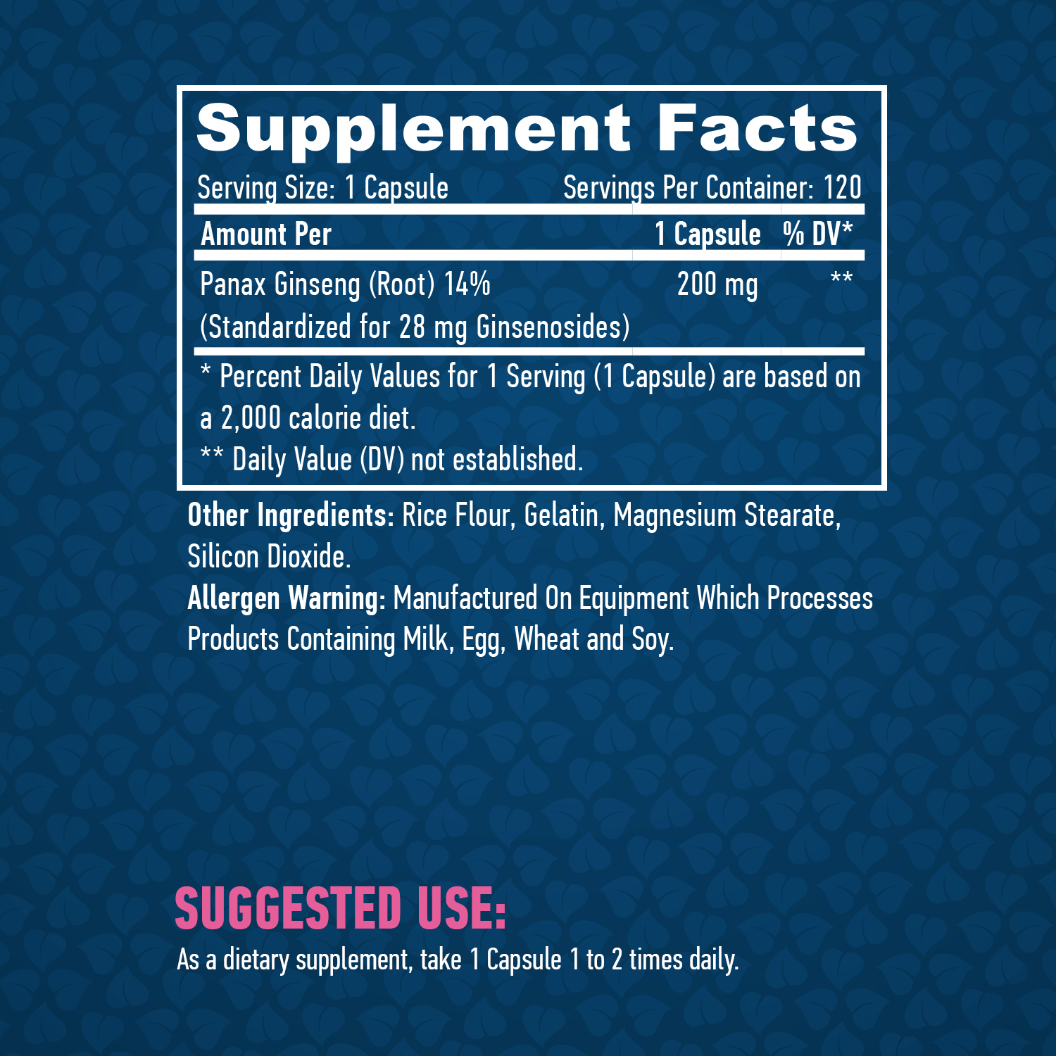 HAYA LABS Panax Ginseng съставки