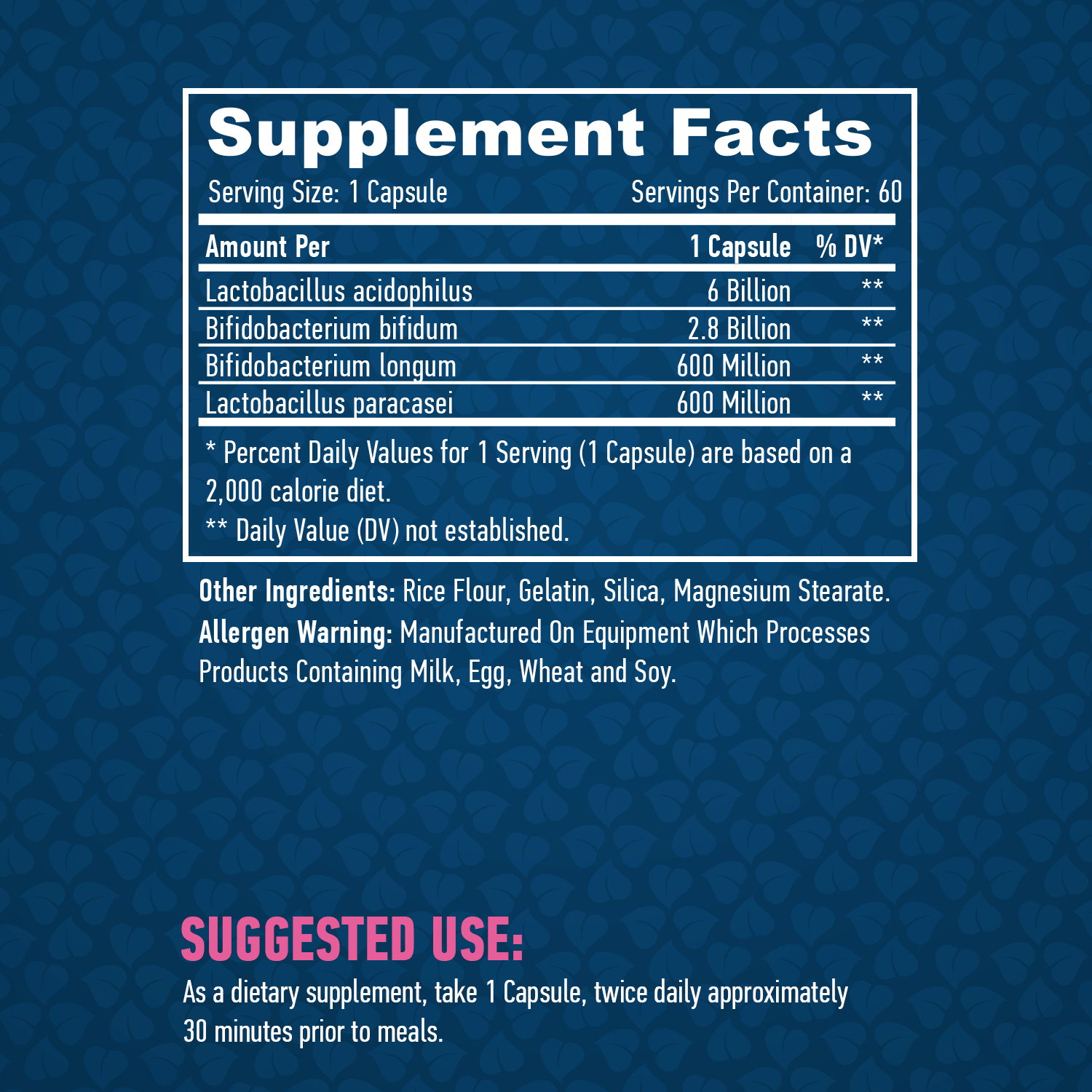 HAYA LABS 10 Billion Acidophilus & Bifidus Probiotic Complex съставки