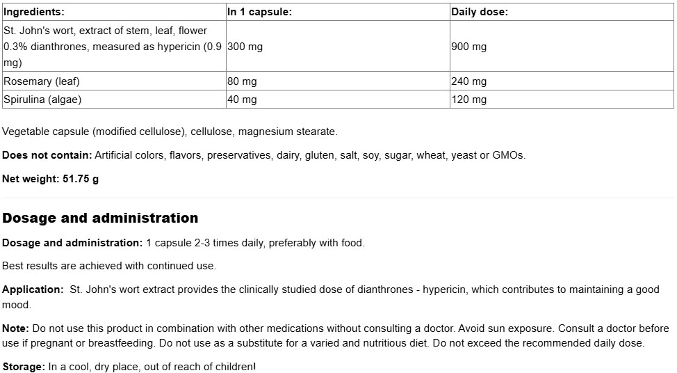 NATURES WAY St. John's Wort Standardized съставки