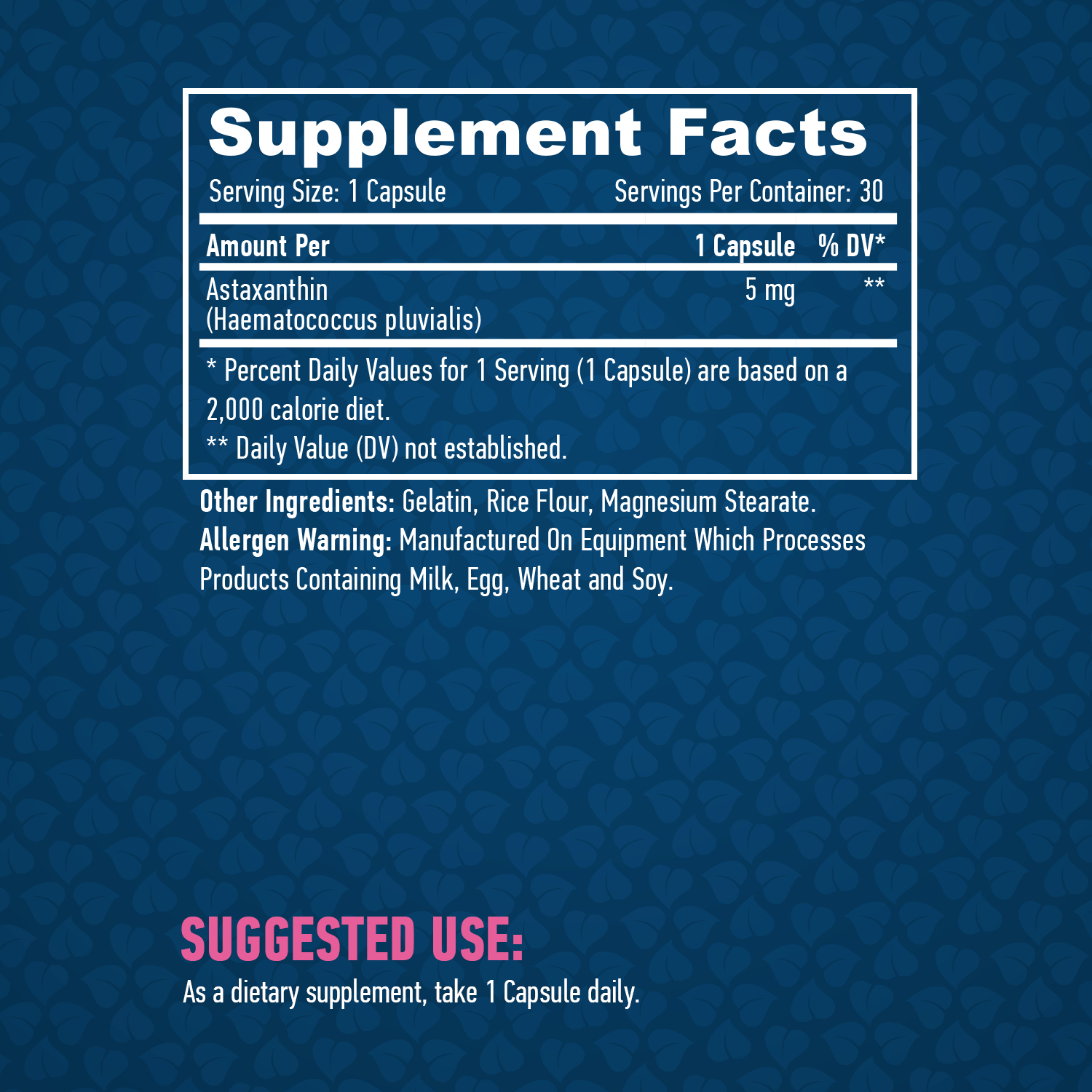 HAYA LABS Astaxanthin съставки