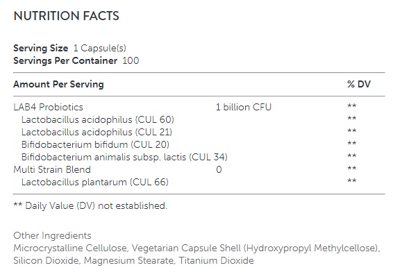 GNC Probiotic Complex 1 Billion CFU съставки